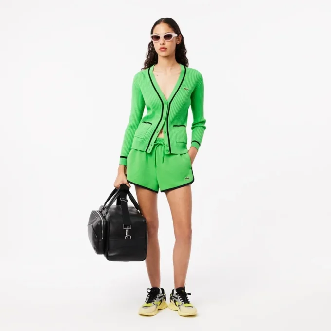 Short en piqué à empiècements contrastés pour femme Short en piqué à empiècements contrastés pour femme