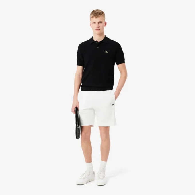 Short en polaire à rayures et logo, coupe classique Short en polaire à rayures et logo, coupe classique