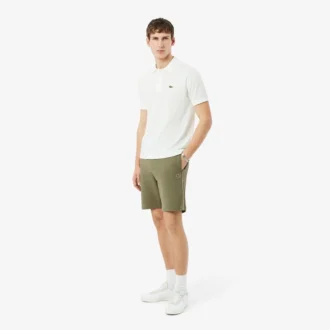 Short en polaire à rayures et logo, coupe classique