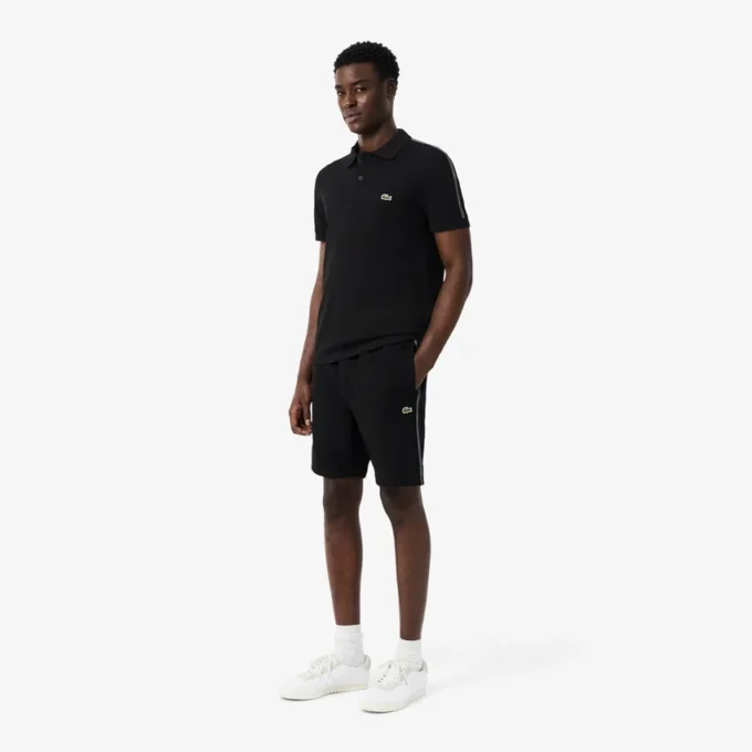 Short en polaire à rayures et logo, coupe classique Short en polaire à rayures et logo, coupe classique