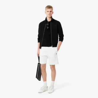 Short en polaire à rayures et logo, coupe classique