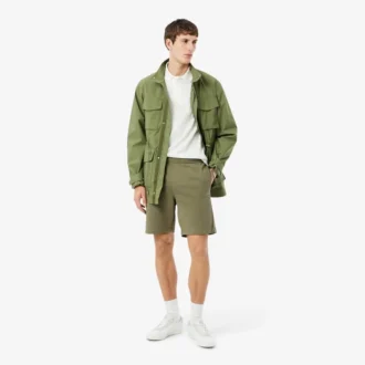 Short en polaire à rayures et logo, coupe classique