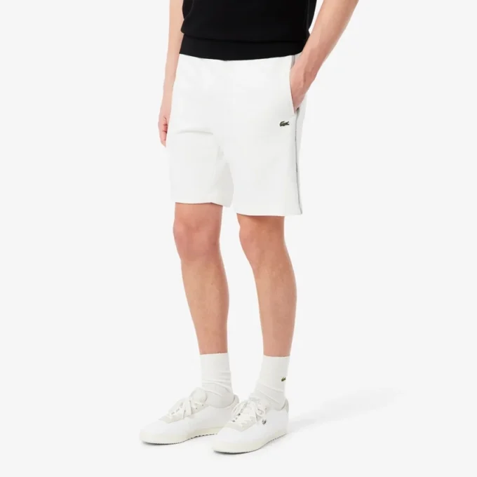 Short en polaire à rayures et logo, coupe classique Short en polaire à rayures et logo, coupe classique
