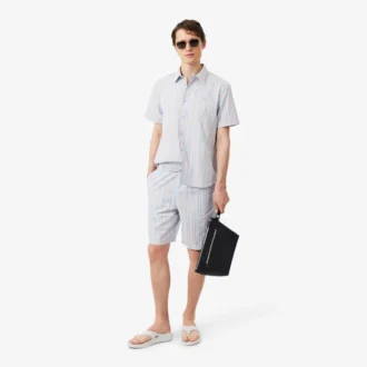 Short en popeline de coton rayé