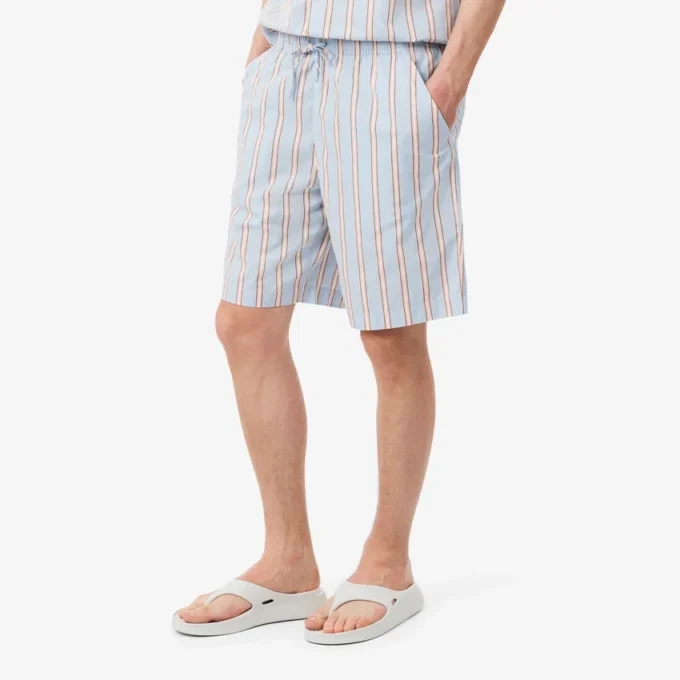 Short en popeline de coton rayé Short en popeline de coton rayé