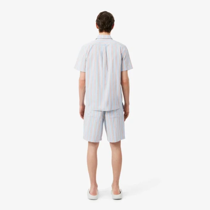 Short en popeline de coton rayé Short en popeline de coton rayé