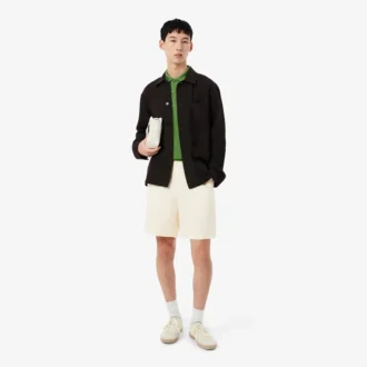 Short en sergé de lin mélangé, coupe classique