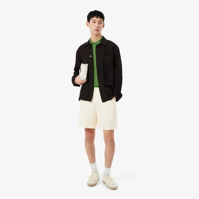 Short en sergé de lin mélangé, coupe classique Short en sergé de lin mélangé, coupe classique