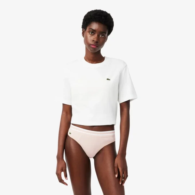 Slip string à rayures en coton