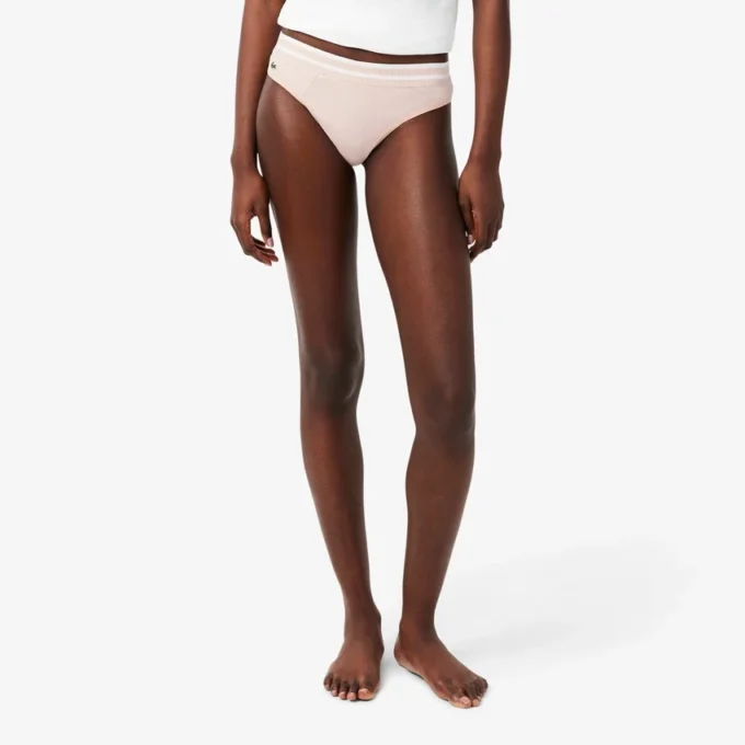 Slip string à rayures en coton