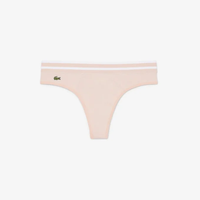 Slip string à rayures en coton
