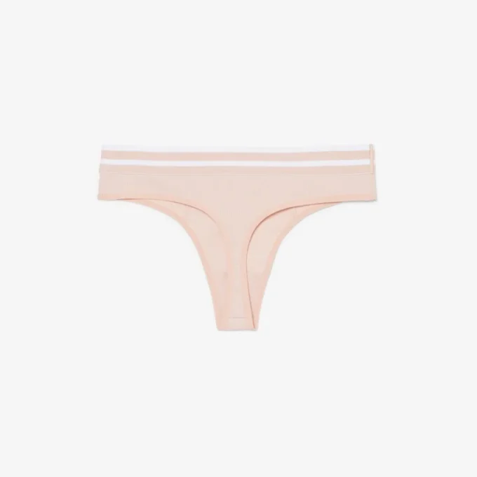 Slip string à rayures en coton