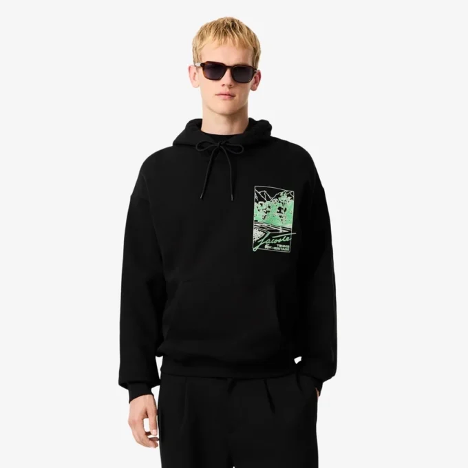 Sweat à capuche imprimé en molleton pour homme