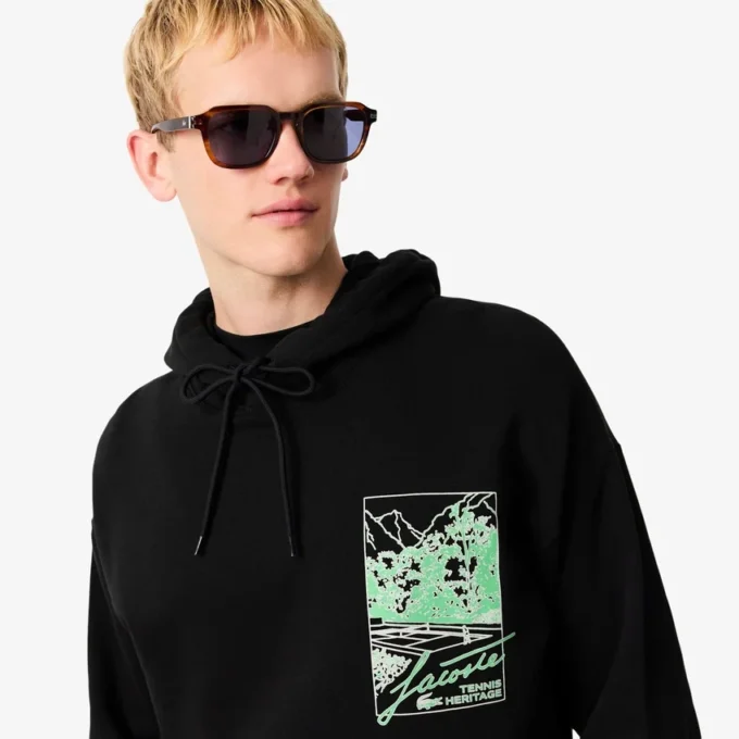 Sweat à capuche imprimé en molleton pour homme