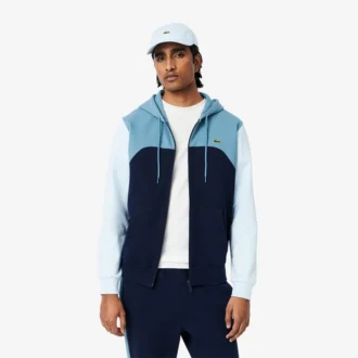 Sweat à capuche zippé color block pour homme