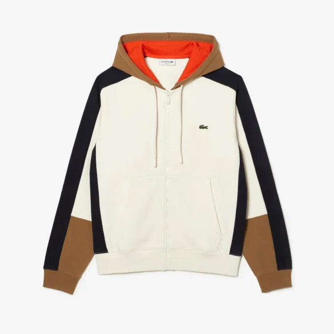 Sweat à capuche zippé color block pour homme