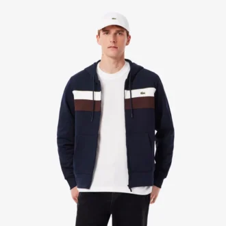 Sweat à capuche zippé color block pour homme