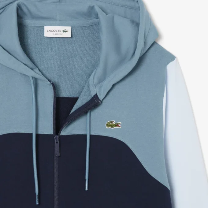 Sweat à capuche zippé color block pour homme