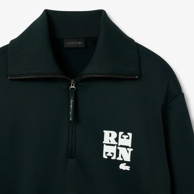 Sweats à col montant et fermeture éclair avec badge, inspirés des défilés