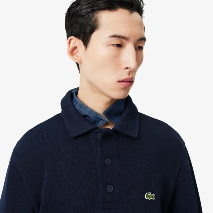 Sweats à col polo en coton côtelé pour homme