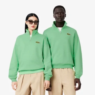 Sweats unisexes amples à demi-zip et badge