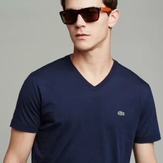 T-shirt à col en V en coton Pima