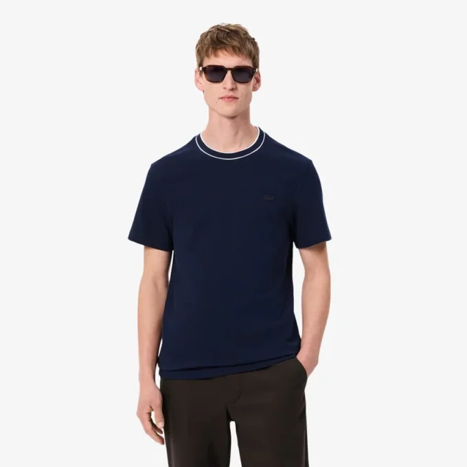 T-shirt à col rayé en piqué stretch pour homme T-shirt à col rayé en piqué stretch pour homme