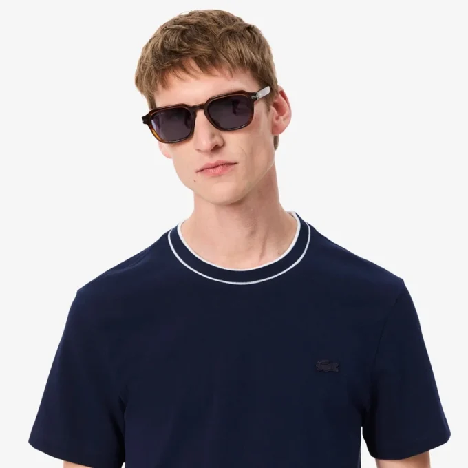 T-shirt à col rayé en piqué stretch pour homme T-shirt à col rayé en piqué stretch pour homme