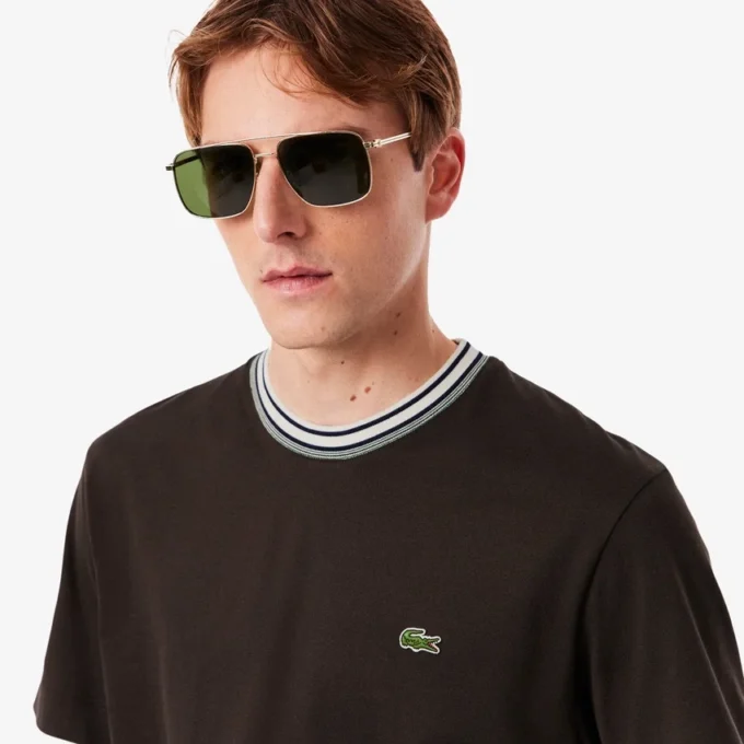 T-shirt à col rayé pour homme, fabriqué en France