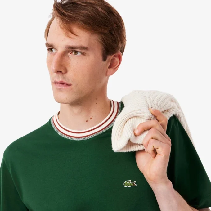 T-shirt à col rayé pour homme, fabriqué en France