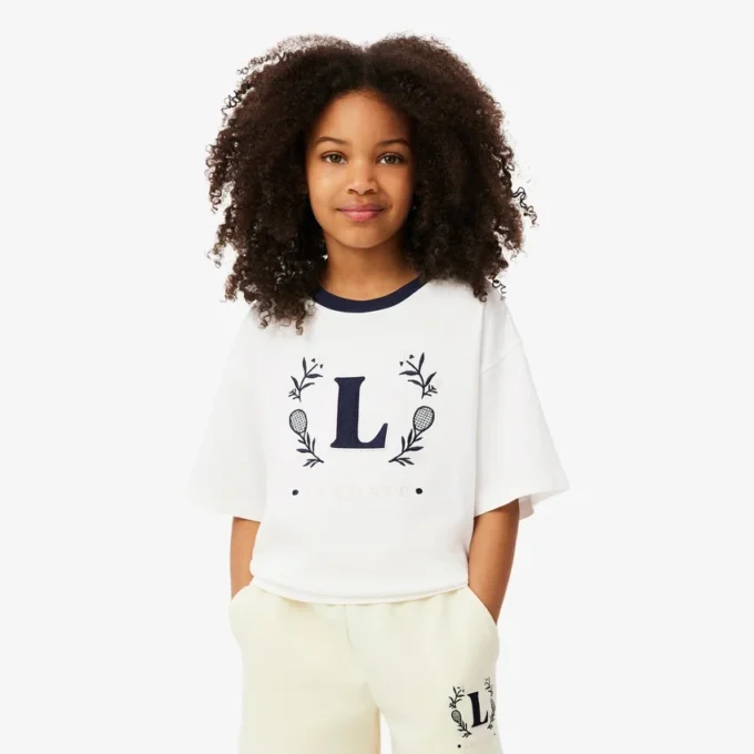 T-shirt en coton avec écusson contrasté T-shirt en coton avec écusson contrasté