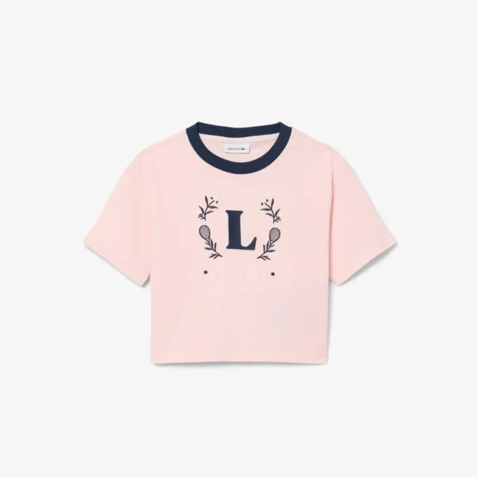 T-shirt en coton avec écusson contrasté T-shirt en coton avec écusson contrasté