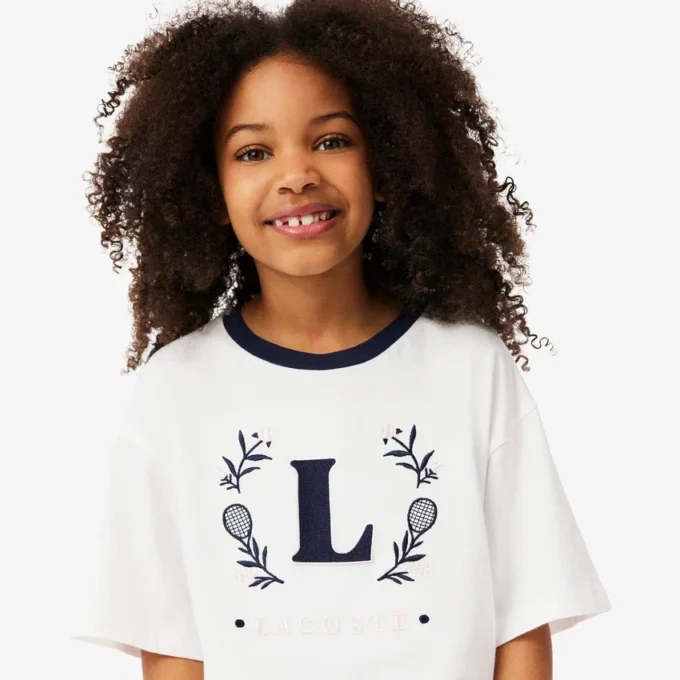 T-shirt en coton avec écusson contrasté T-shirt en coton avec écusson contrasté