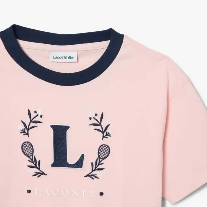 T-shirt en coton avec écusson contrasté T-shirt en coton avec écusson contrasté
