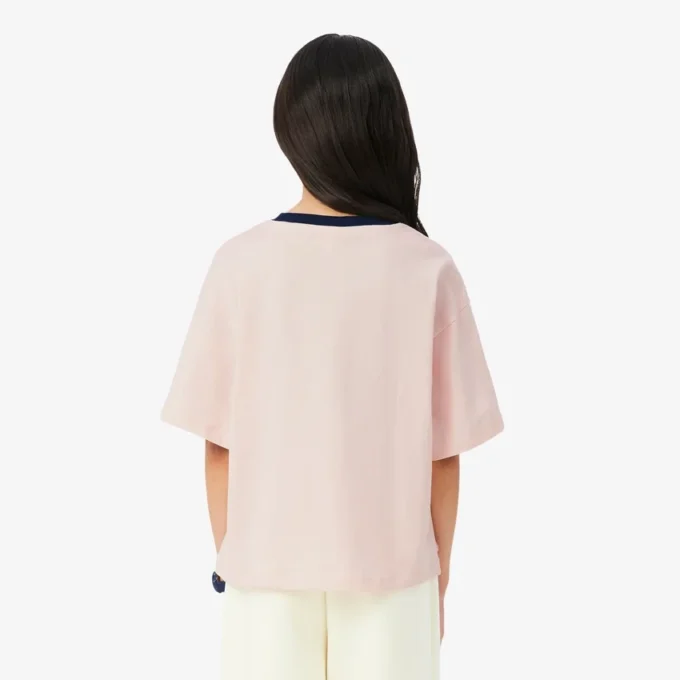 T-shirt en coton avec écusson contrasté T-shirt en coton avec écusson contrasté