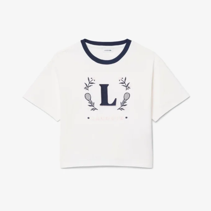 T-shirt en coton avec écusson contrasté T-shirt en coton avec écusson contrasté