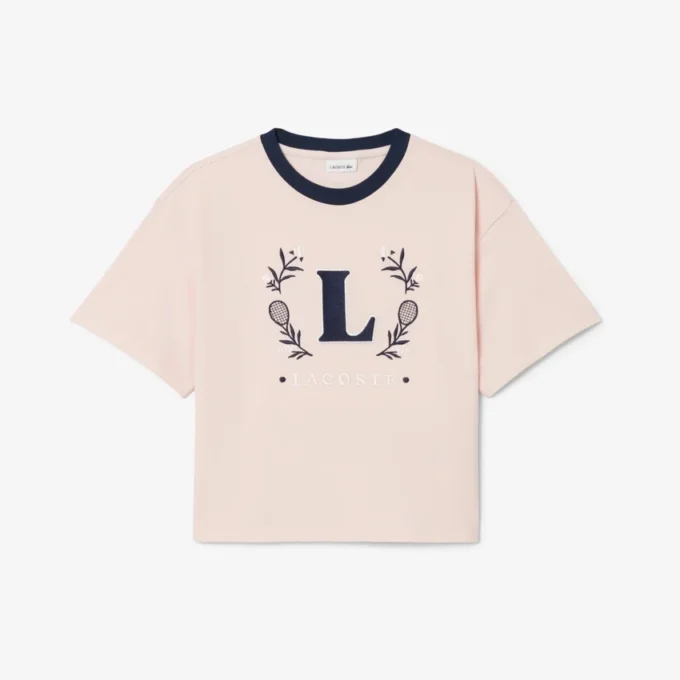 T-shirt en coton avec écusson contrasté T-shirt en coton avec écusson contrasté