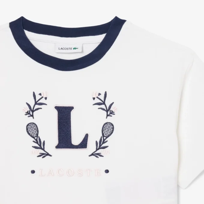 T-shirt en coton avec écusson contrasté T-shirt en coton avec écusson contrasté