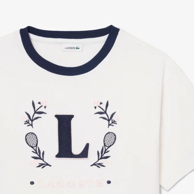 T-shirt en coton avec écusson contrasté T-shirt en coton avec écusson contrasté