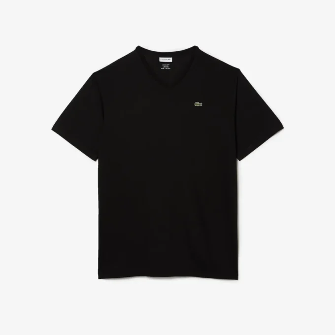 T-shirt en coton à col en V côtelé pour homme, coupe longue T-shirt en coton à col en V côtelé pour homme, coupe longue