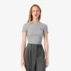 T-shirt en coton côtelé coupe slim pour femme T-shirt en coton côtelé coupe slim pour femme