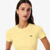 T-shirt en coton côtelé coupe slim pour femme T-shirt en coton côtelé coupe slim pour femme