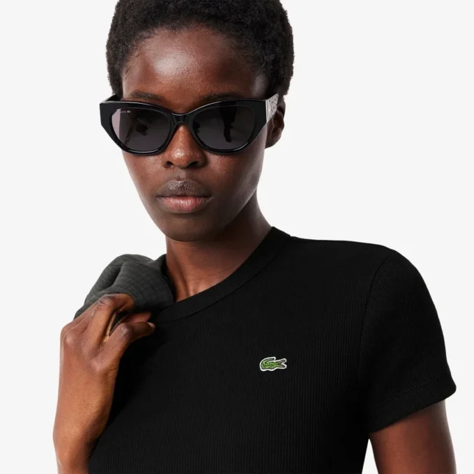 T-shirt en coton côtelé coupe slim pour femme T-shirt en coton côtelé coupe slim pour femme