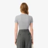 T-shirt en coton côtelé coupe slim pour femme T-shirt en coton côtelé coupe slim pour femme