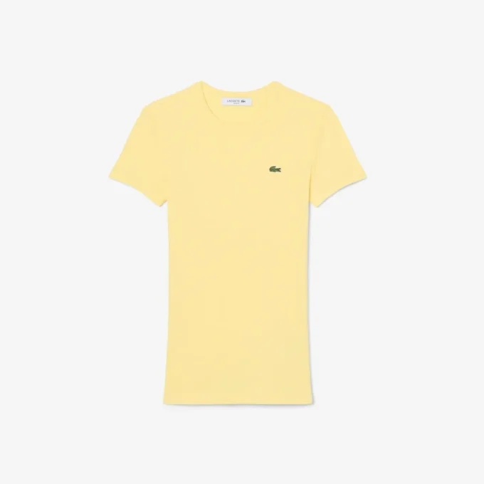 T-shirt en coton côtelé coupe slim pour femme T-shirt en coton côtelé coupe slim pour femme