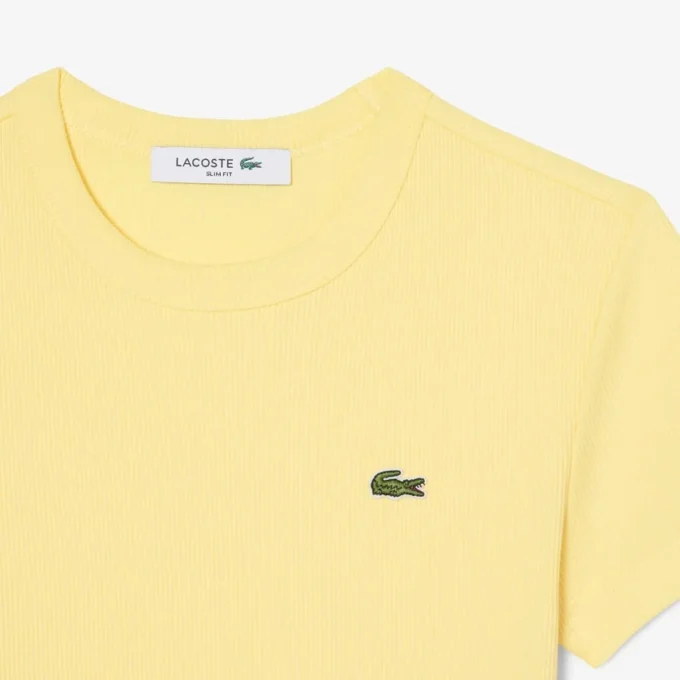 T-shirt en coton côtelé coupe slim pour femme T-shirt en coton côtelé coupe slim pour femme
