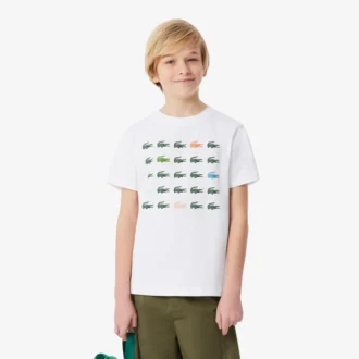 T-shirt en coton imprimé crocodile