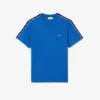 T-shirt en coton à rayures et logo pour homme