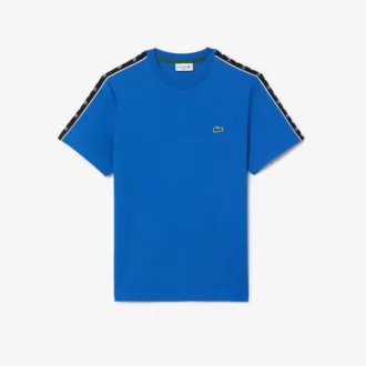 T-shirt en coton à rayures et logo pour homme