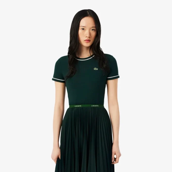 T-shirt en jersey à bordures contrastées pour femme T-shirt en jersey à bordures contrastées pour femme